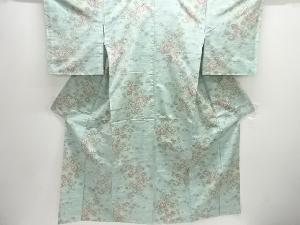 アンティーク　薔薇模様織り出し十日町紬着物